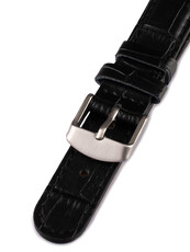 Unisex-Uhrenarmband aus schwarzem Leder W-080-A