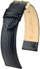 Leder-Uhrenarmband Hirsch Rainbow M 12302650OE 1, schwarz, Kalbsleder, open end (für feste Federstege), Länge M