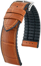 Leder-Uhrenarmband Hirsch Paul M 0925028175-2, braun, Kalbsleder/Naturkautschuk, Länge M, Quick Release