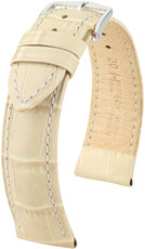 Leder-Uhrenarmband Hirsch Duke M 01028190-2, beige, Kalbsleder, Länge M, Quick Release