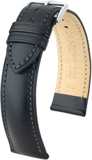 Leder-Uhrenarmband Hirsch Kent M 01002150-2, schwarz, Kalbsleder, Länge M, Quick Release