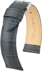 Leder-Uhrenarmband Hirsch Duke M 01028130-2, grau, Kalbsleder, Länge M, Quick Release