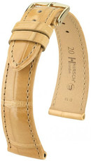 Leder-Uhrenarmband Hirsch London M 04207190-1, beige, Alligatorleder, Länge M, Quick Release