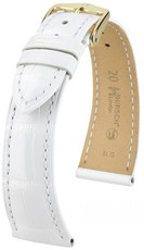 Weißes Lederband Hirsch London L 04307000-1 (Alligatorleder) Hirsch Selection