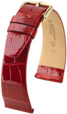 Leder-Uhrenarmband Hirsch Prestige M 02307120-1, rot, Alligatorleder, Länge M, Quick Release