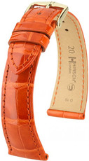 Orangefarbenes Lederband Hirsch London M 04207177-1 (Alligatorleder) Hirsch Selection