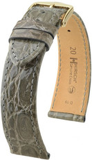 Leder-Uhrenarmband Hirsch Genuine Croco L 01808030-1, grau, Krokodilleder, Länge L, Quick Release
