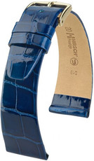 Lederband Hirsch Prestige M 02207180-1, Blau, Alligatorleder, Länge M, Quick Release