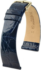 Lederband Hirsch Prestige M 02208180-1, blau, Krokodilleder, Länge M, Quick Release