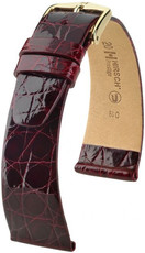 Burgunderfarbenes Lederband Hirsch Prestige L 02208060-1 (Krokodilleder) Hirsch Selection