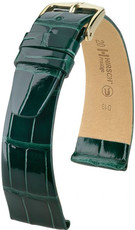 Leder-Uhrenarmband Hirsch Prestige M 02207141-1, grün, Alligatorleder, Länge M, Quick Release