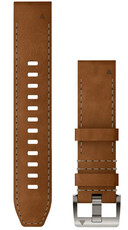 Garmin QuickFit Armband 22mm, Leder/FKM, braun, silberne Schnalle (Fenix 7/6/5, Epix 2, etc.)