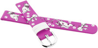 Kinderlederband 14mm, rosa, silberne Schnalle (mit Katzenmotiv)