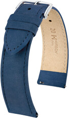 Leder-Uhrenarmband Hirsch Osiris Nubuk L 03433080-2, blau, Kalbsleder