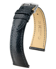 Lederband Hirsch London L 04366050-2, schwarz, Eidechsenleder, verlängerte Länge
