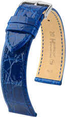 Lederband Hirsch Genuine Croco 18900885-2, Blau, Krokodilhaut, Quick Release