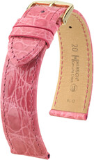 Lederband Hirsch Genuine Croco L 18920825-7, Rosa, Krokodilleder, Länge L, Quick Release
