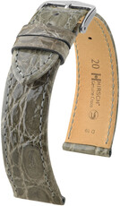 Lederband Hirsch Genuine Croco L 18920830-2, Grau, Krokodilleder, Länge L, Quick Release