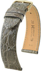 Lederband Hirsch Genuine Croco L 18920830-7, Grau, Krokodilleder, Länge L, Quick Release