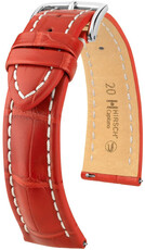 Lederband Hirsch Capitano L 04807029-2, rot, Alligatorleder, Länge L, Quick Release