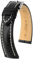 Lederband Hirsch Capitano L 04807059-2, schwarz, Alligatorleder, Länge L, Quick Release