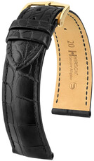 Lederband Hirsch Genuine Alligator 10200759NQ-1, schwarz, Alligatorenhaut