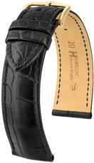 Lederband Hirsch Genuine Alligator L 10220759NQ-1, schwarz, Alligatorleder, Länge L