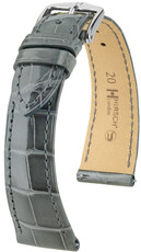 Lederband Hirsch London 04307130-2, Grau, Alligatorenhaut, Quick Release