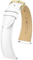 Leder-Uhrenarmband Hirsch London L 04366000-7, weiß, Eidechsenleder, Länge L, Quick Release