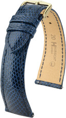 Lederband Hirsch London L 04366080-7, Blau, Echsenleder, Länge L, Quick Release