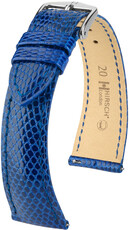 Lederband Hirsch London L 04366085-2, Blau, Echsenleder, Länge L, Quick Release