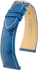Leder-Uhrenarmband Hirsch Massai Ostrich L 04362084-2, blau, Straußenleder, Länge L, Quick Release