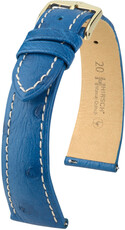 Leder-Uhrenarmband Hirsch Massai Ostrich L 04362084-7, blau, Straußenleder, Länge L, Quick Release
