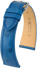 Leder-Uhrenarmband Hirsch Massai Ostrich L 04362085-2, blau, Straußenleder, Länge L, Quick Release