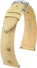 Leder-Uhrenarmband Hirsch Massai Ostrich L 04362091-2, beige, Straußenleder, Länge L, Quick Release