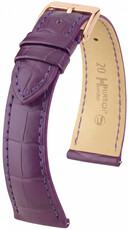 Leder-Uhrenarmband Hirsch London L 04307086-7, violett, Alligatorleder, Länge L, Quick Release