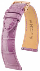 Leder-Uhrenarmband Hirsch London L 04307087-7, violett, Alligatorleder, Länge L, Quick Release