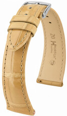 Leder-Uhrenarmband Hirsch London L 04307090-2, beige, Alligatorleder, Länge L, Quick Release