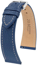 Leder-Uhrenarmband Hirsch Bologna L 01802080-2, blau, Kalbsleder, Länge L, Quick Release