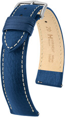 Leder-Uhrenarmband Hirsch Boston 01302180-2, blau, Kalbsleder, Länge M, Quick Release
