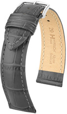 Leder-Uhrenarmband Hirsch Duke L 01028030NQ-2, grau, Kalbsleder, Länge L