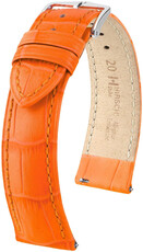 Leder-Uhrenarmband Hirsch Duke L 01028076-2, orange, Kalbsleder, Länge L, Quick Release