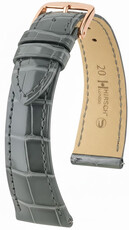 Lederband Hirsch London 04207130-7, Grau, Alligatorenhaut, Quick Release