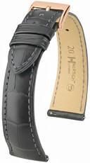 Lederband Hirsch London 04207139-7, Grau, Alligatorenhaut, Quick Release