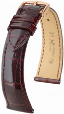 Lederband Hirsch London 04207160-7, Rot, Alligatorenhaut, Quick Release