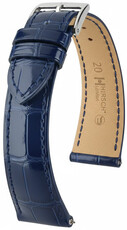 Lederband Hirsch London 04207180-2, Blau, Alligatorenhaut, Quick Release