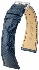 Lederband Hirsch London 04266180-2, Blau, Eidechsenhaut, Quick Release
