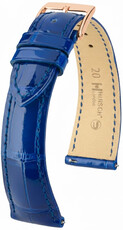 Lederband Hirsch London L 04207082-7, blau, Alligatorleder, Länge L, Quick Release