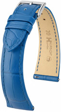 Leder-Uhrenarmband Hirsch London L 04207085-2, blau, Alligatorleder, Länge L, Quick Release