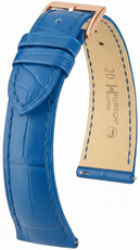 Leder-Uhrenarmband Hirsch London L 04207085-7, blau, Alligatorleder, Länge L, Quick Release